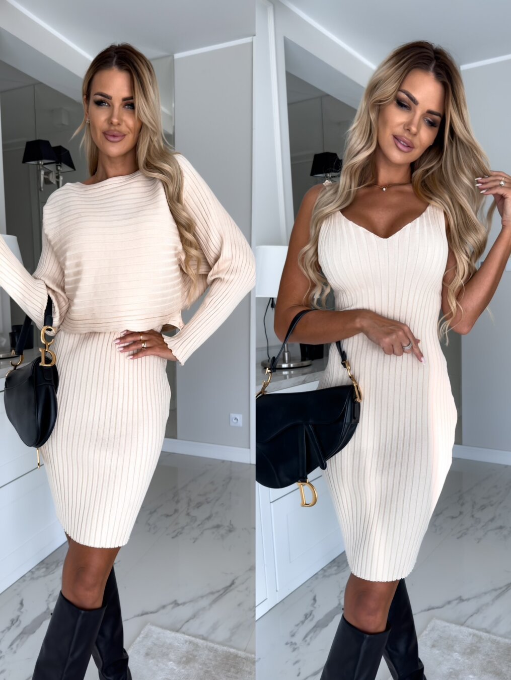 Chic Stripe Suspender Skirt Set Two Piece Outfit
