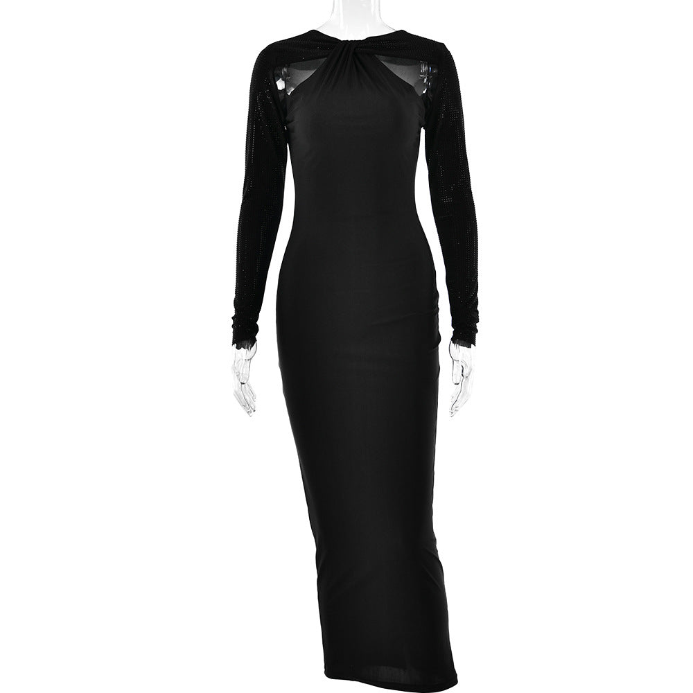 Tight Long Sleeve Stitching Dress