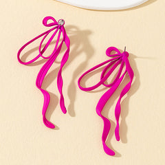 Irregular Large Bow Earrings For Women Tassel Streamer