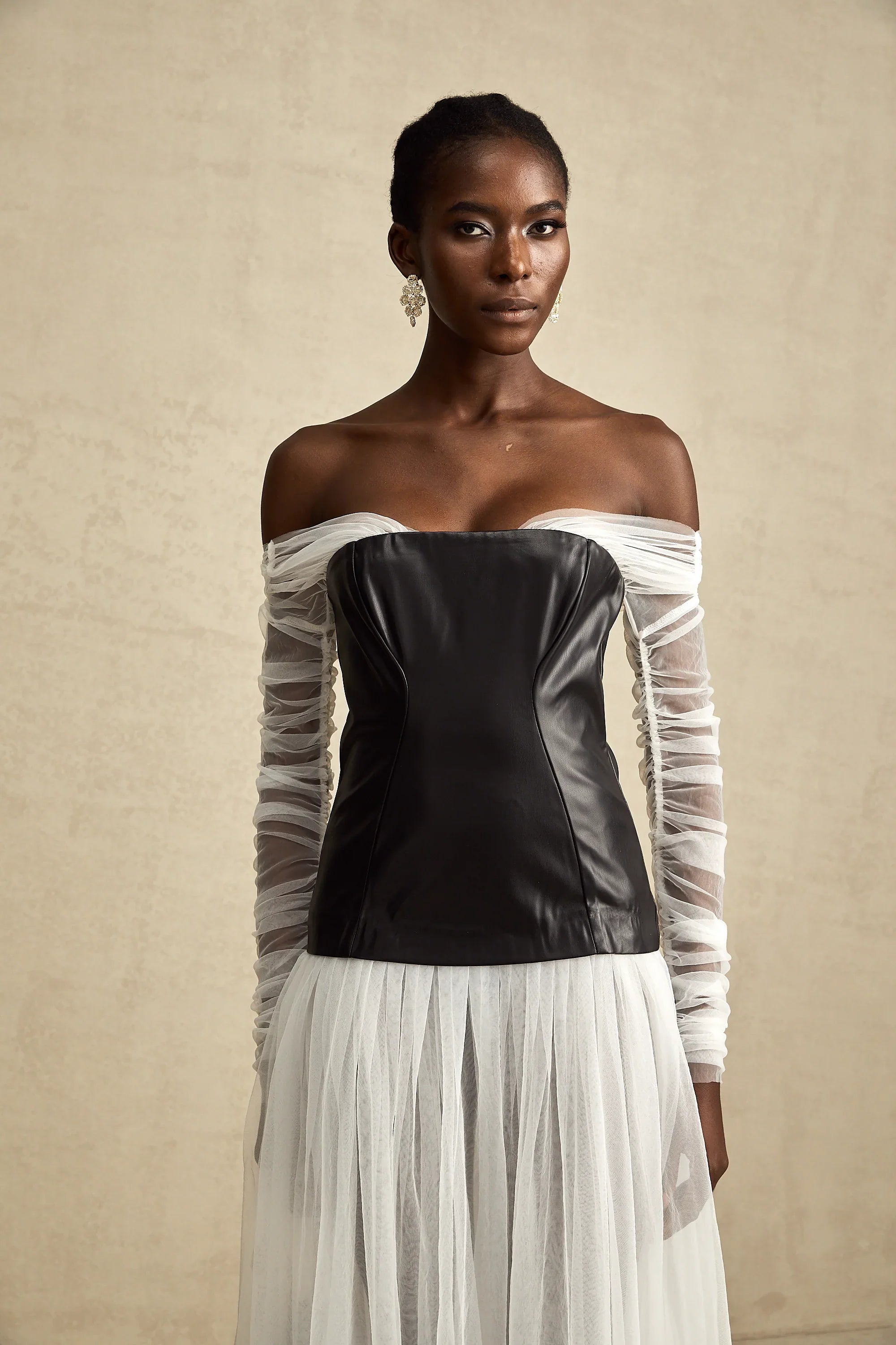 CHIC OFF SHOULDER MESH MAXI DRESS