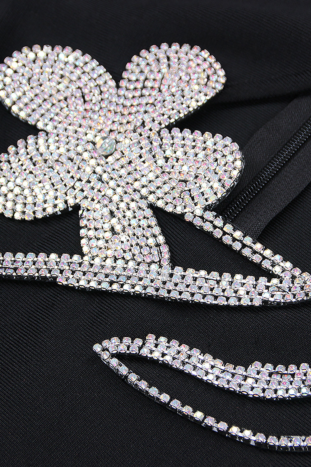 One-shoulder Round Neck Rhinestone Dress