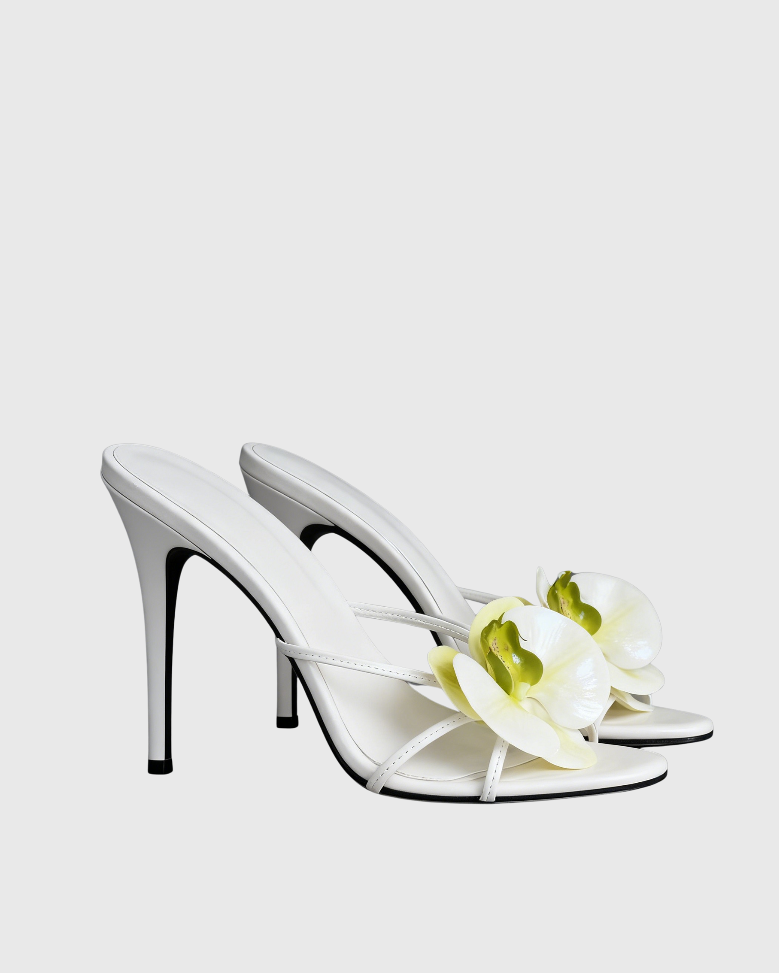 Oria Flower Mules In White