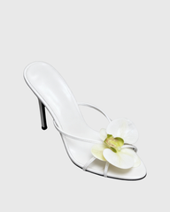 Oria Flower Mules In White