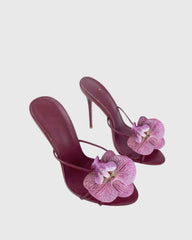 Oria Flower Mules In Wine