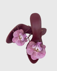 Oria Flower Mules In Wine