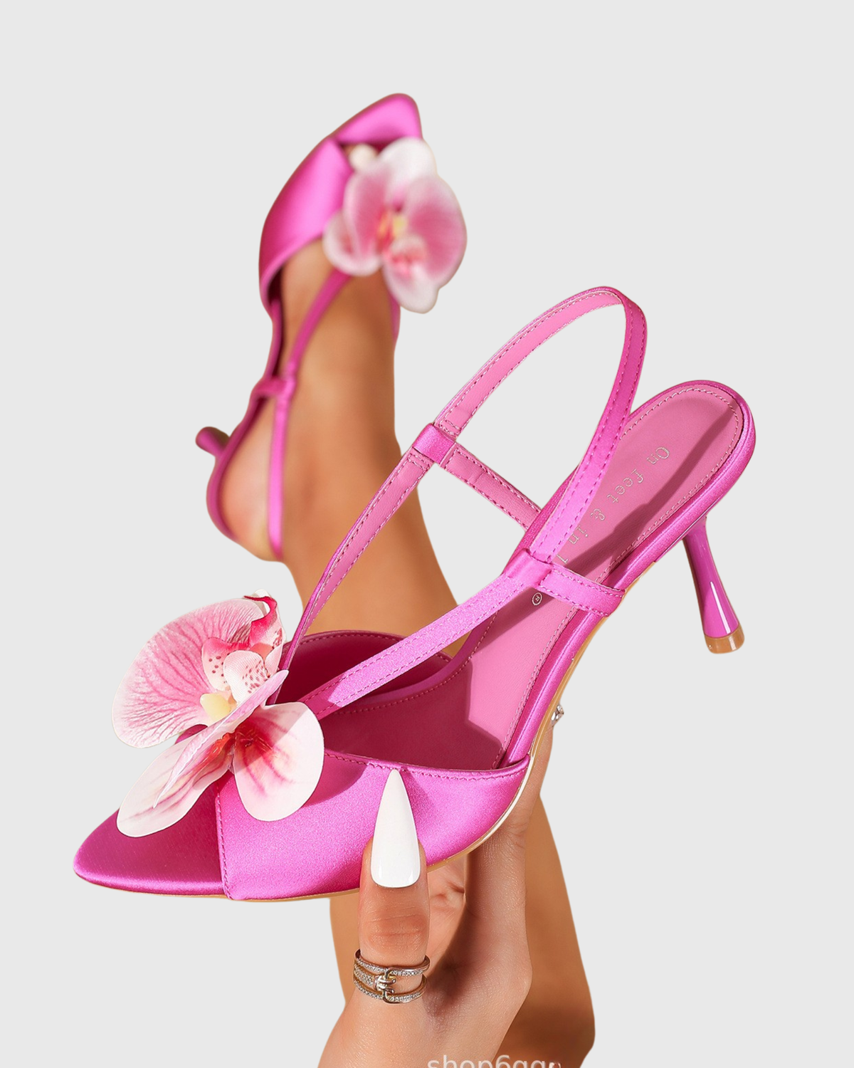 Oria Flower Slingback Sandals In Hot Pink