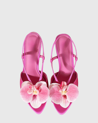 Oria Flower Slingback Sandals In Hot Pink