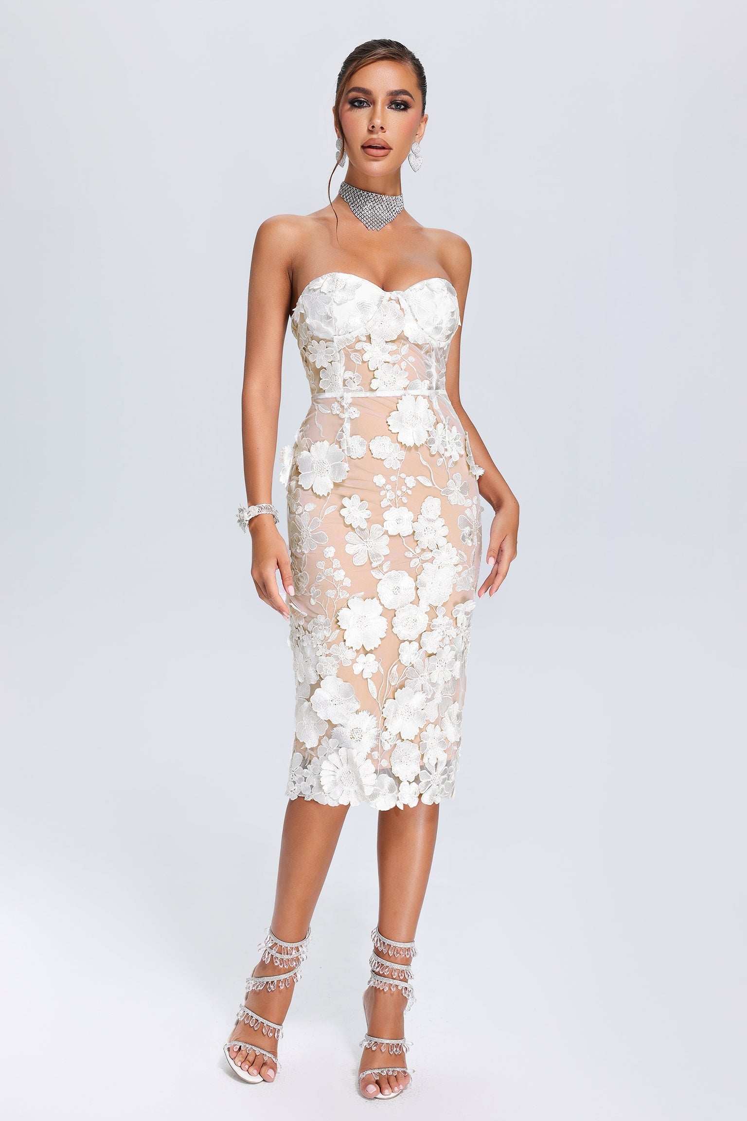 Allure Strapless Elegant Midi Dress