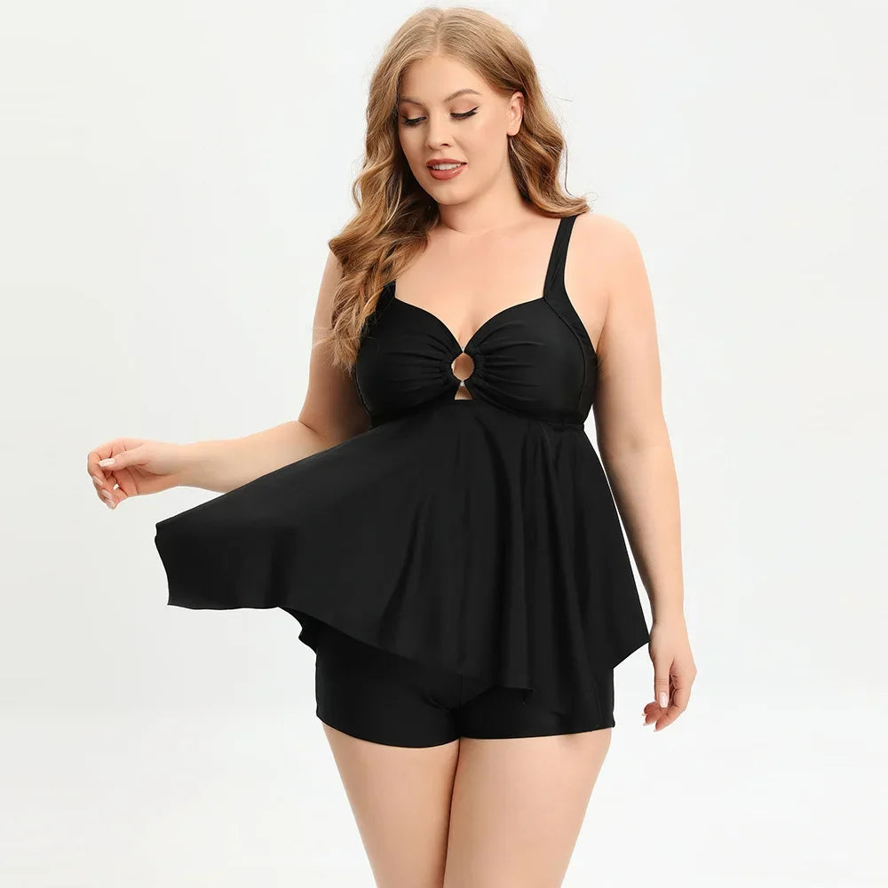 Oversize Swimsuit Split Bikini Print V-neck Suspender Bathing Suit Kimono Cover-ups Boxers Swimwear GM2323