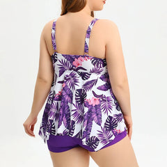 Oversize Swimsuit Split Bikini Print V-neck Suspender Bathing Suit Kimono Cover-ups Boxers Swimwear GM2323