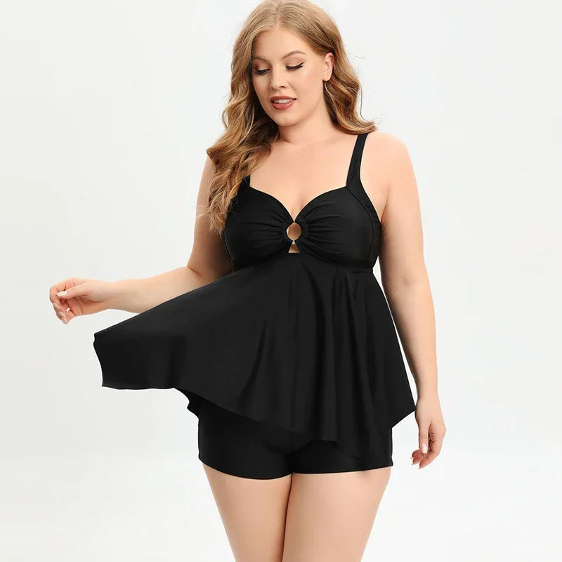 Oversize Swimsuit Split Bikini Print V-neck Suspender Bathing Suit Kimono Cover-ups Boxers Swimwear GM2323