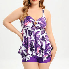 Oversize Swimsuit Split Bikini Print V-neck Suspender Bathing Suit Kimono Cover-ups Boxers Swimwear GM2323