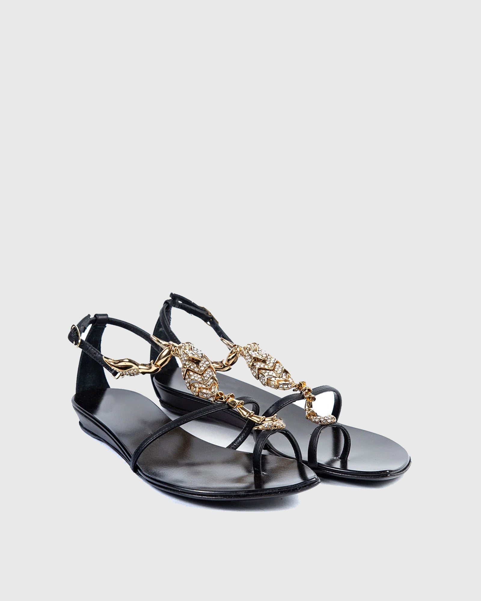 Pia Rhinestone Scorpion Strap Flats