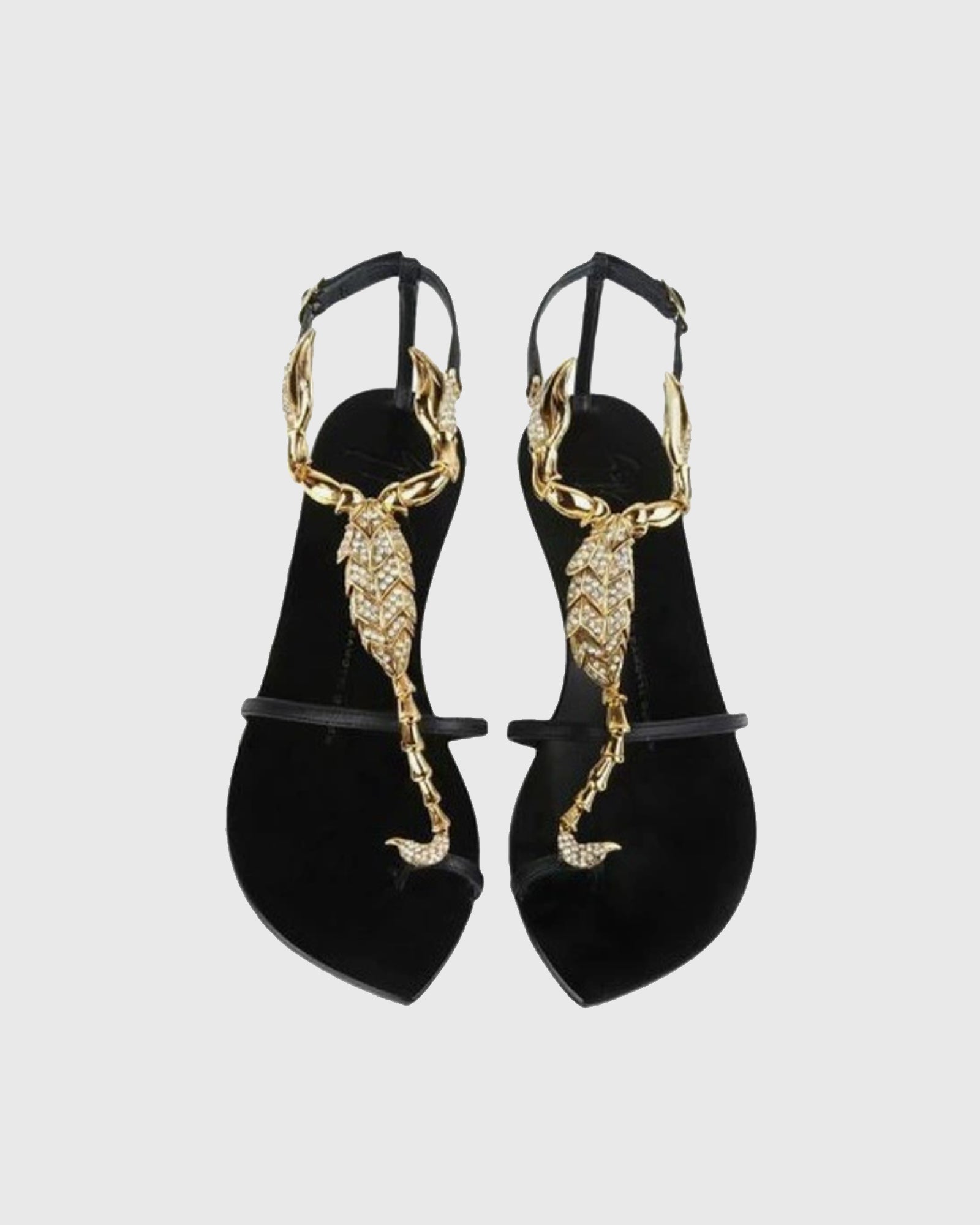Pia Rhinestone Scorpion Strap Flats