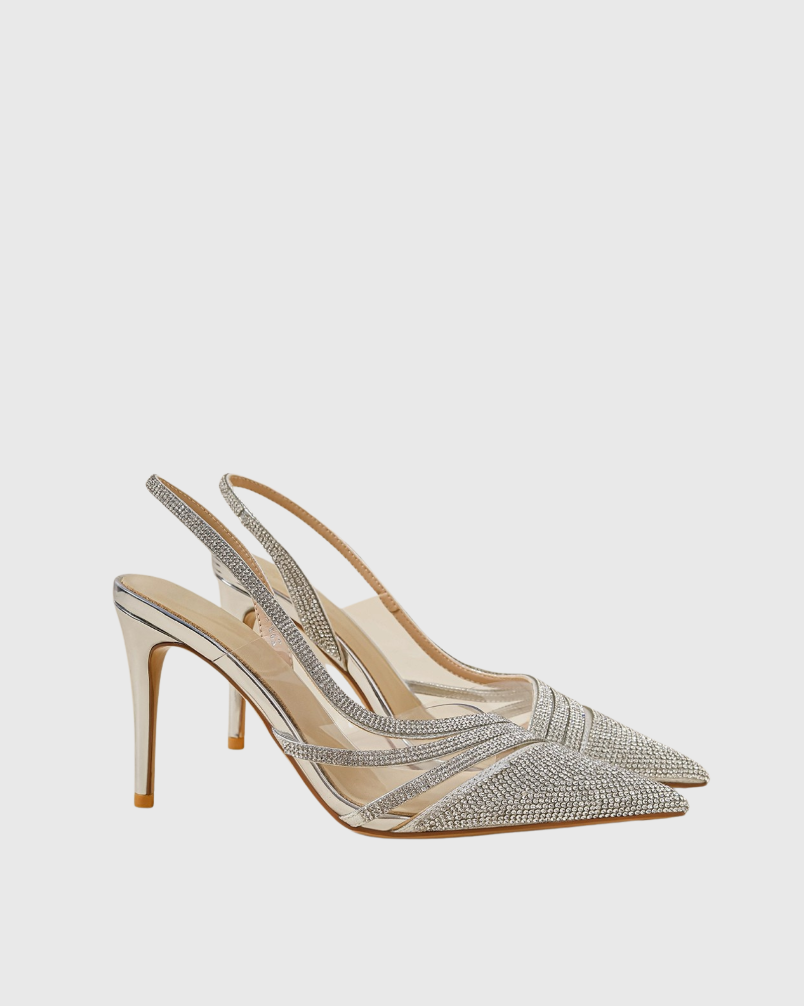 Piera Diamente Slingback PVC Sandals In Silver