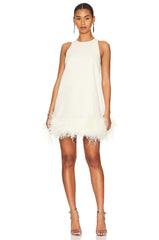 Layia Feather Half Turtleneck Sleeveless Dress