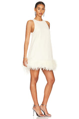 Layia Feather Half Turtleneck Sleeveless Dress