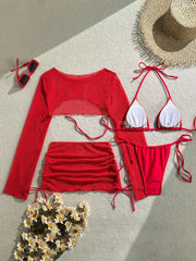 Red 4 Piece Bikini Set