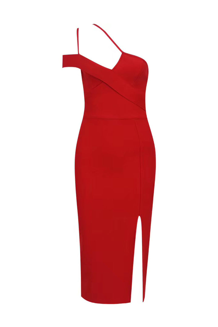 Sesya Red Elegant Bandage Dress
