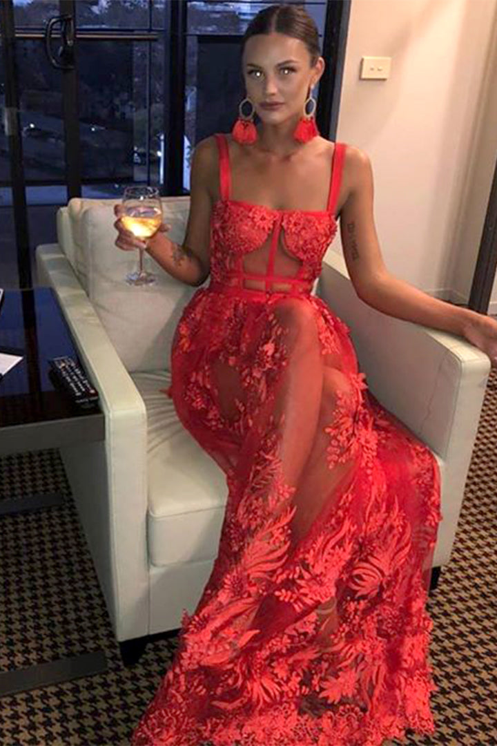 Alyia Maxi Corset Mesh Dress