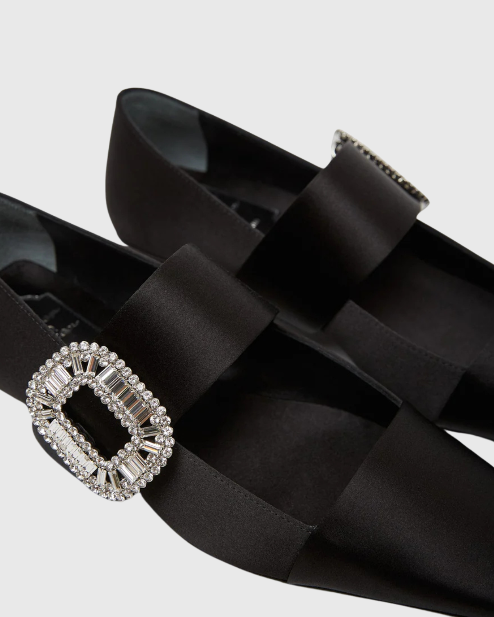 Reese Rhinestone Buckle Flats In Black
