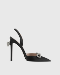 Rina Crystal Bow Slingback Pumps In Black