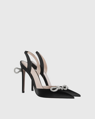 Rina Crystal Bow Slingback Pumps In Black