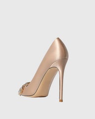 Rina Rhinestone Bow Pumps In Champagne
