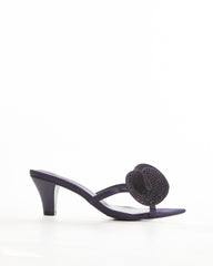 Roberta Rhinestone Flower Slippers In Purple