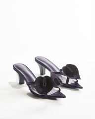 Roberta Rhinestone Flower Slippers In Purple