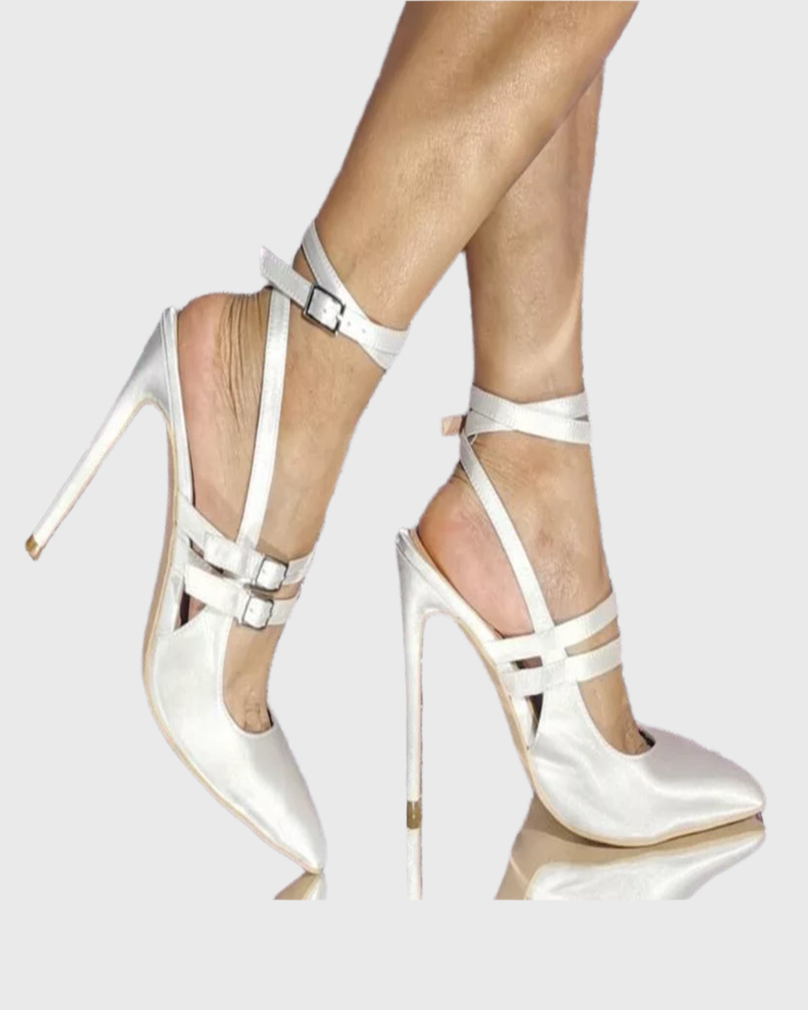 Rory Buckle Strap Satin Pumps