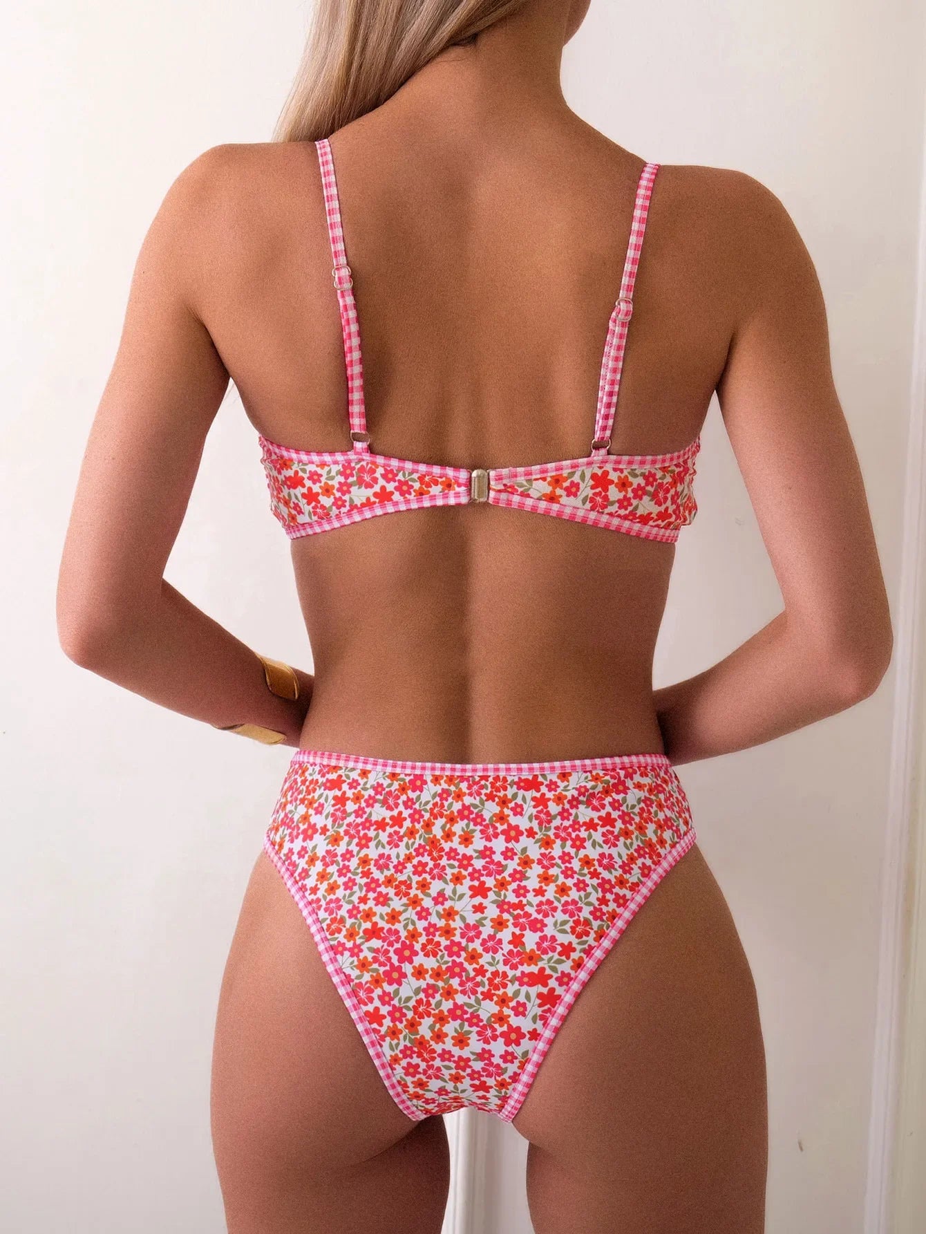 Rose Red Flower Print Bikini Set