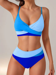 Rose Red Patchwork 2 Piece Swimsuit