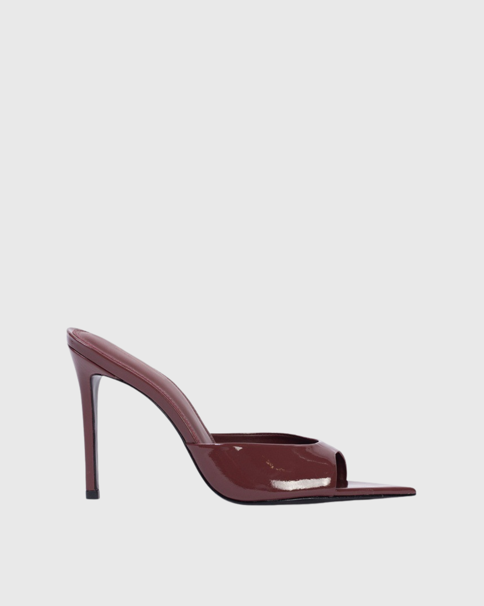 Rylee Patent Leather Open Toe Mules In Wine