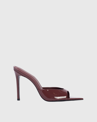 Rylee Patent Leather Open Toe Mules In Wine