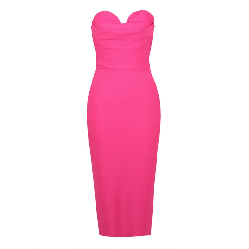 Alyia Strapless Bandage Midi Dress