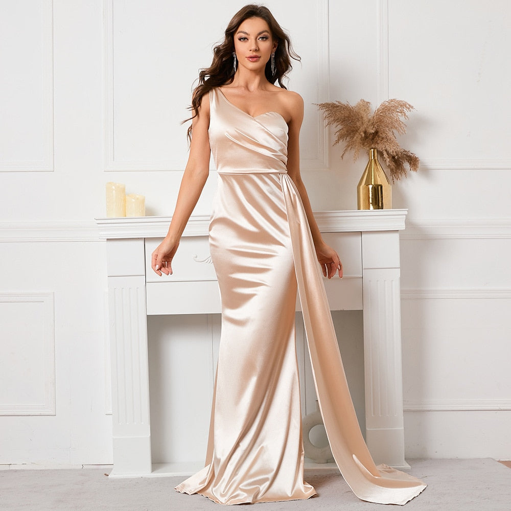 Meila  One-Shoulder Evening Party Dress