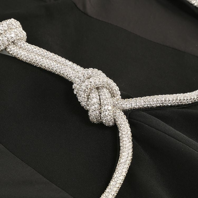 Rehina Rhinestone Backless Blazer Dress