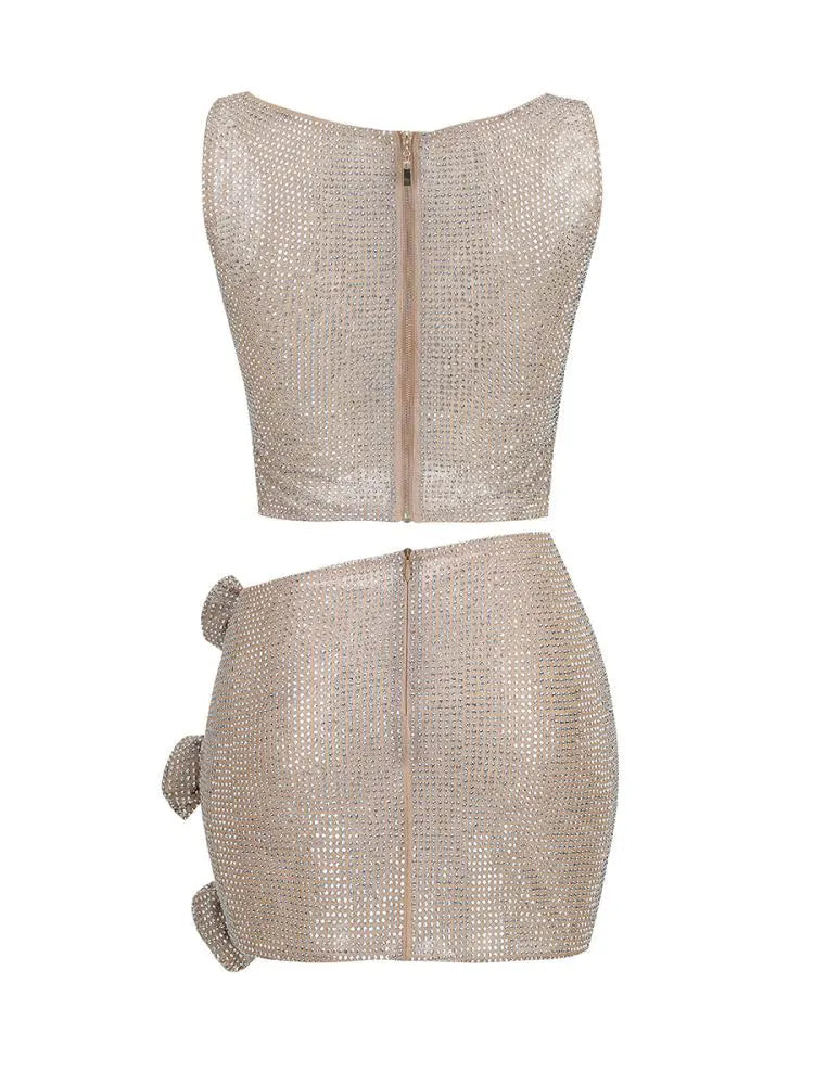 Chic Elegant Flowers Rhinestone Dress
