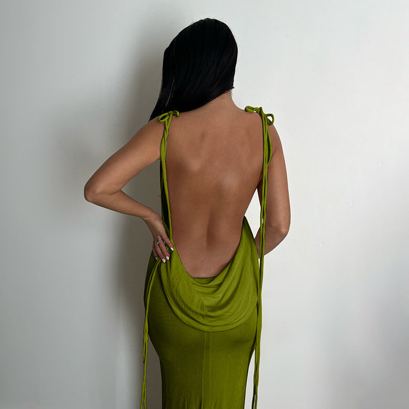 Cassey Sexy Hollow Halter Sling Dress