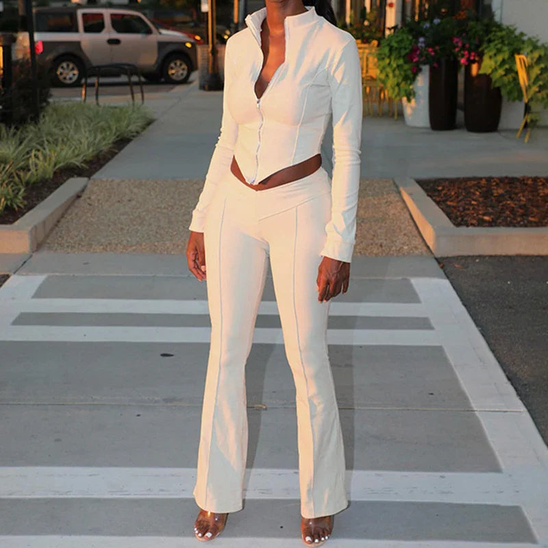 High Waist Bootcut Pants Two-piece Set