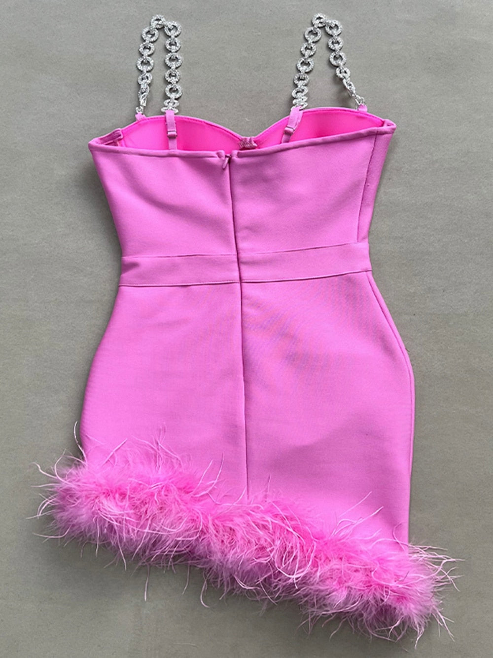 Metal Strap Feather Bandage Dress