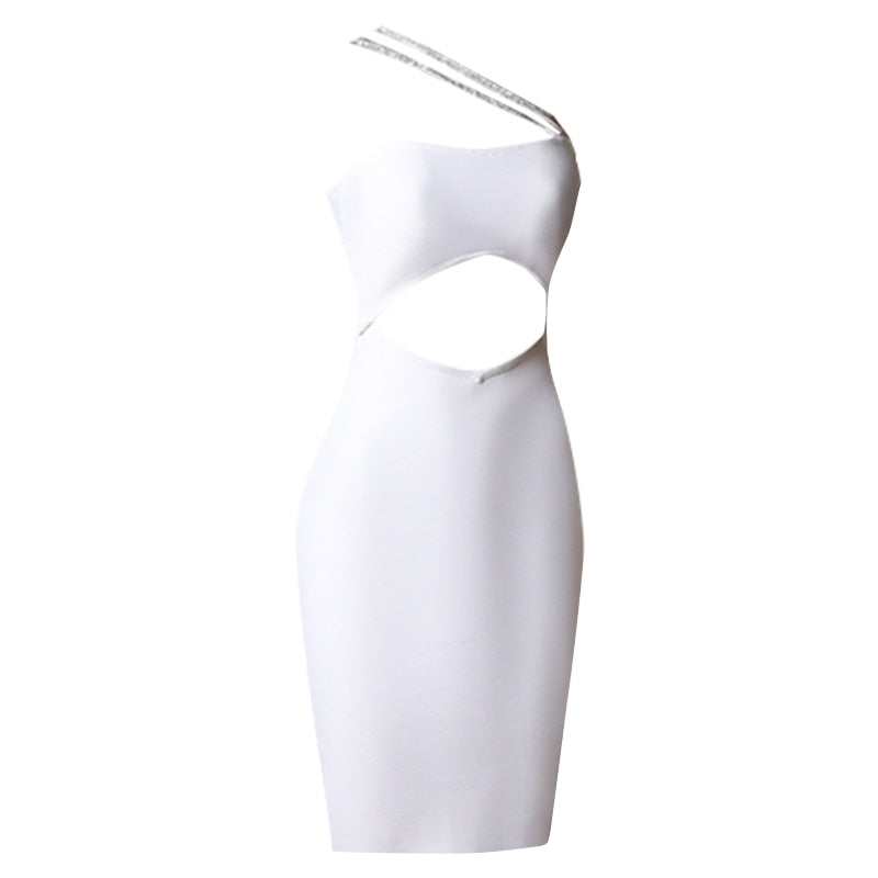 Cutout Slanted Shoulder Tube Top Dress