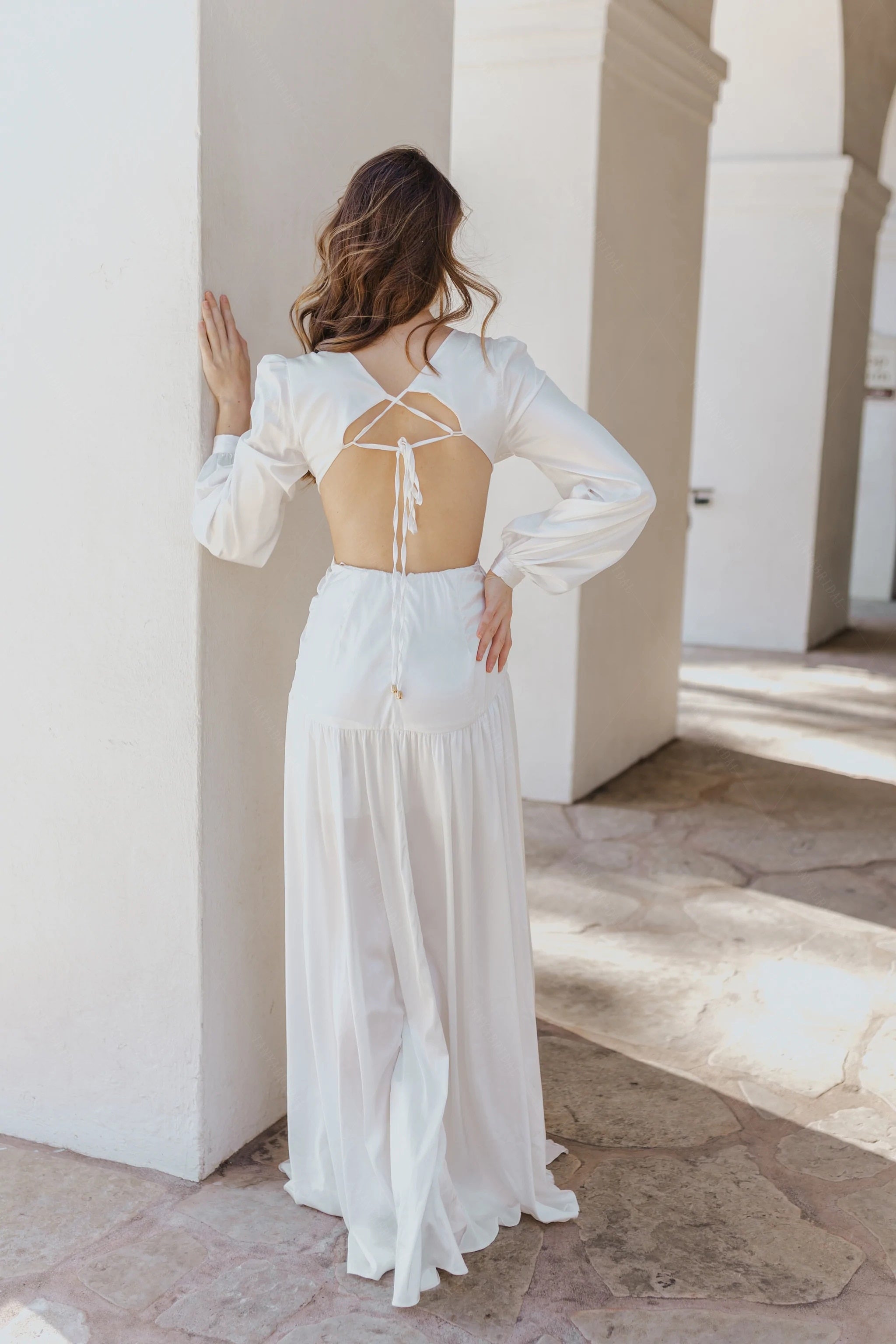 Selly V-Neck Summer Cutout Wedding Dress