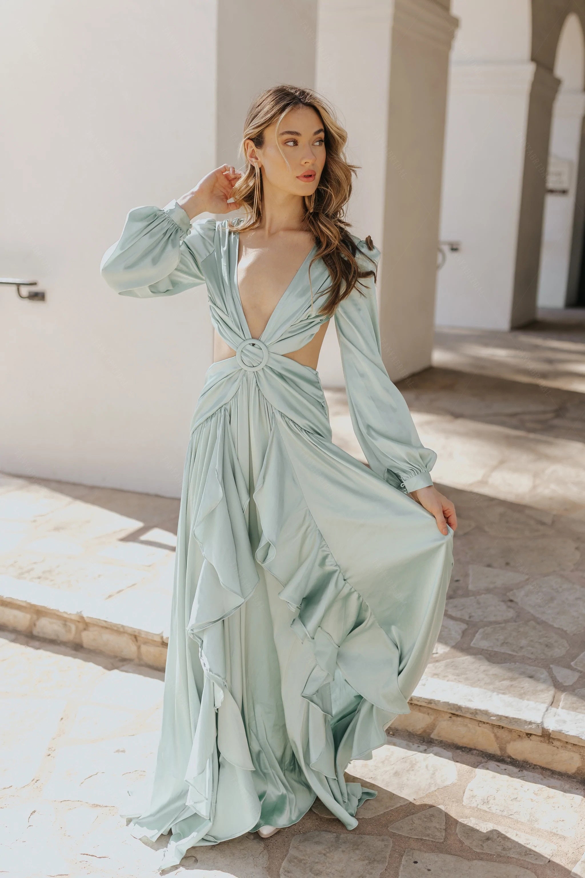 Selly V-Neck Summer Cutout Wedding Dress