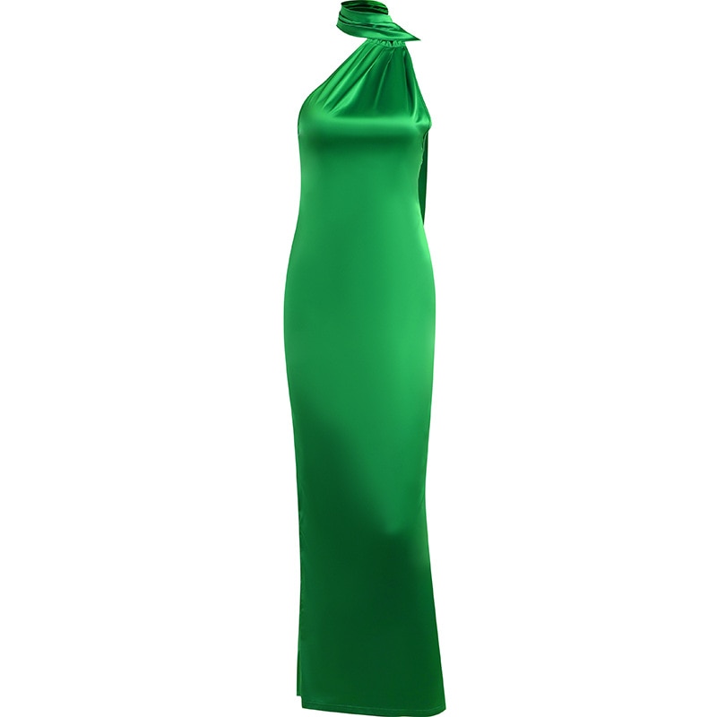Fera Backless Satin Tail Back Dress