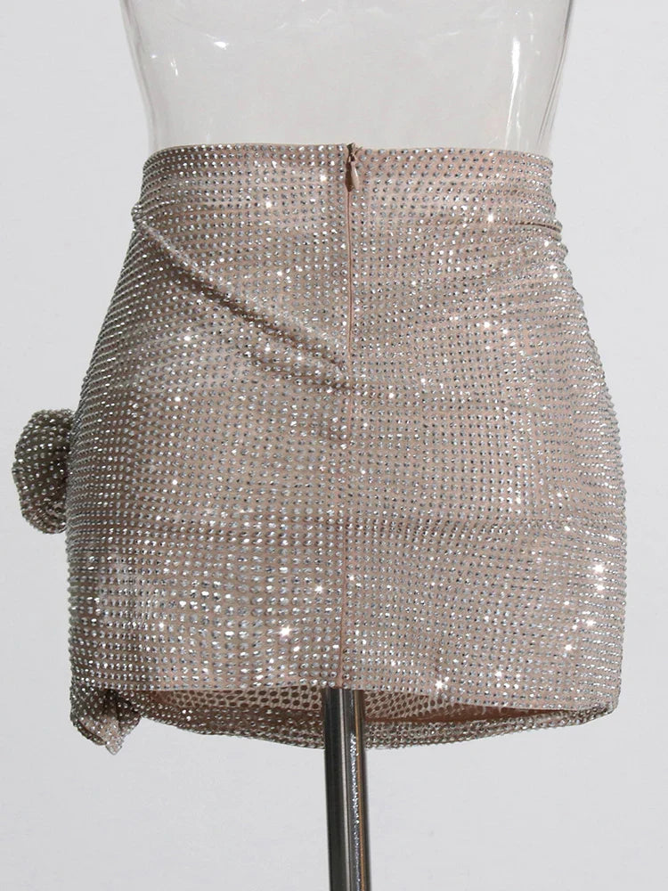 Chic Elegant Flowers Rhinestone Dress