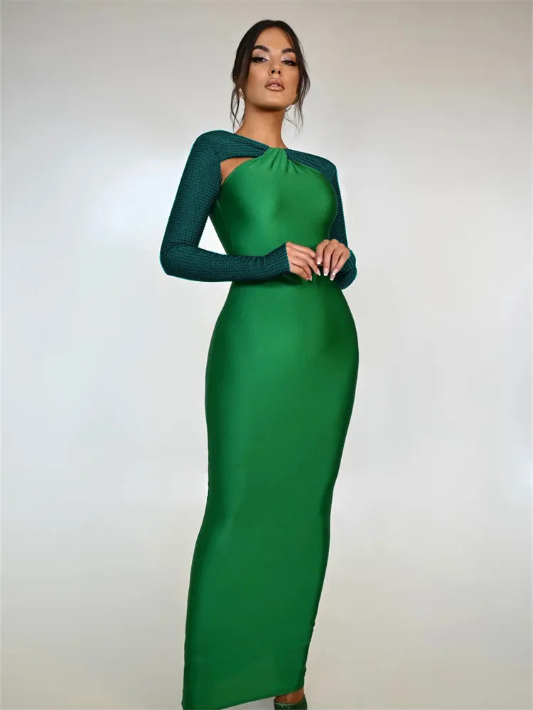 Tight Long Sleeve Stitching Dress