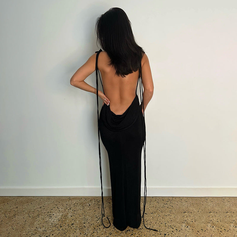 Cassey Sexy Hollow Halter Sling Dress