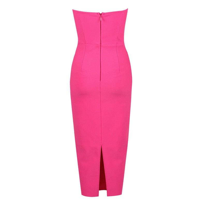 Alyia Strapless Bandage Midi Dress